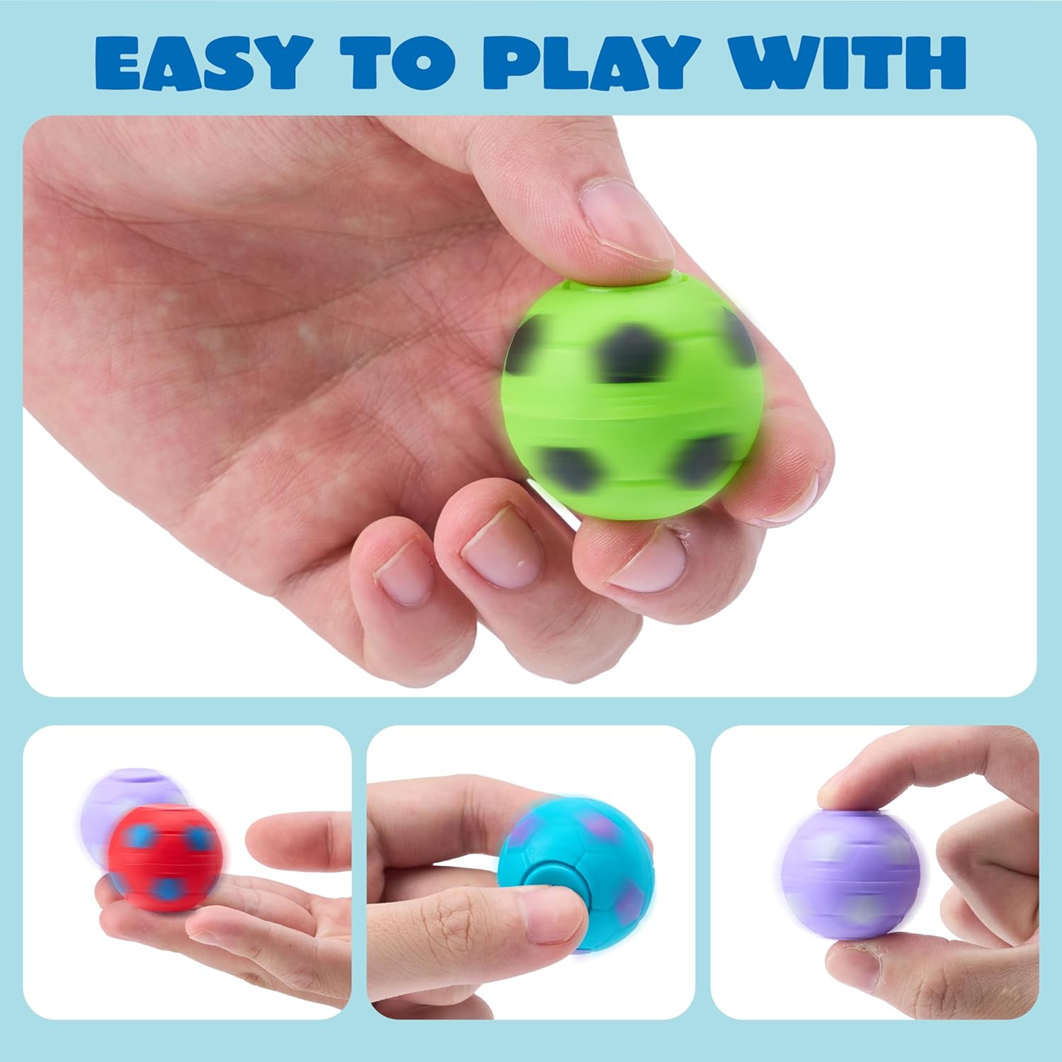 JOYIN 36 Pack Soccer Fidget Spinners for Kids, Goodie Bag Stuffers for Birthday Party, Soccer Party Favors, Fidget Toys Bulk, Stress Balls, Treasure Box for Classroom - Image 3