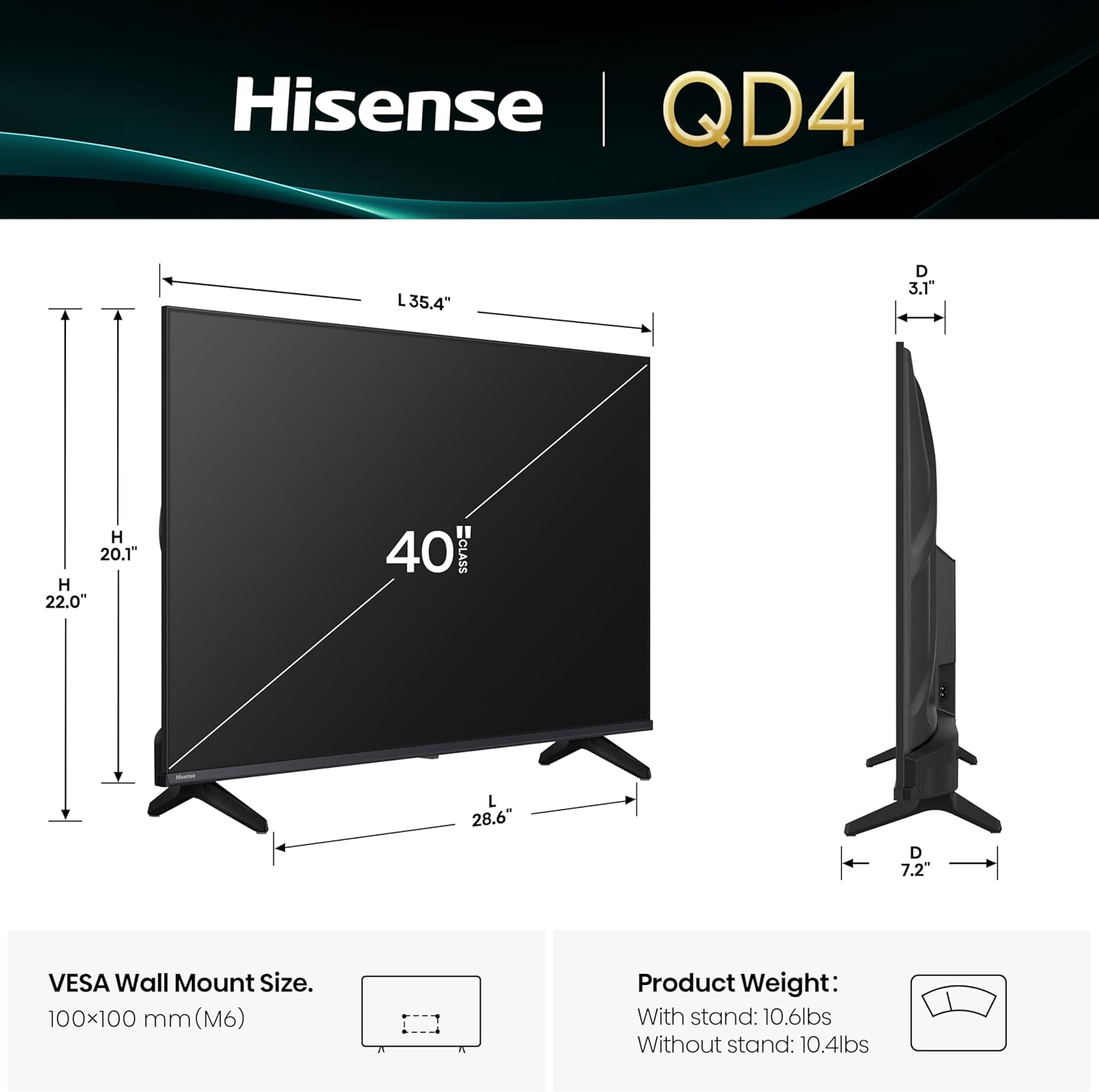 Hisense 40-Inch Class QD4 Series Hi-QLED FHD Smart Fire TV (40QD4QF) - Quantum Dot Color, DTS Virtual: X, Alexa Built in, Slim Bezel Design - Image 3
