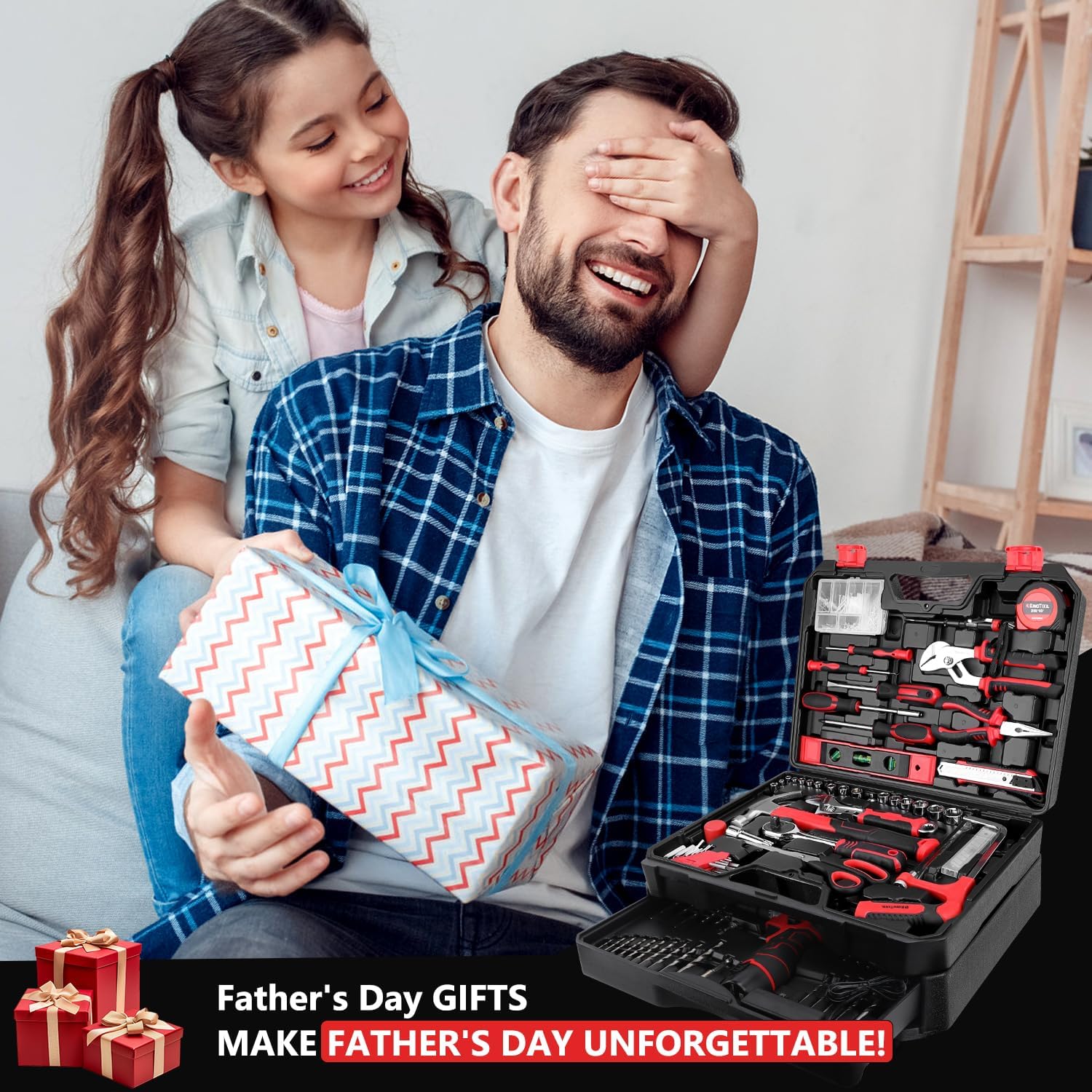 KingTool 276-Piece Tool Set Kit - Tool kit with 12V Cordless Power Drill Driver Toolbox Storage Case with Drawer, Drill Set Perfect for Homeowner, Diyer, Handyman, Fathers Day Gift - Image 2