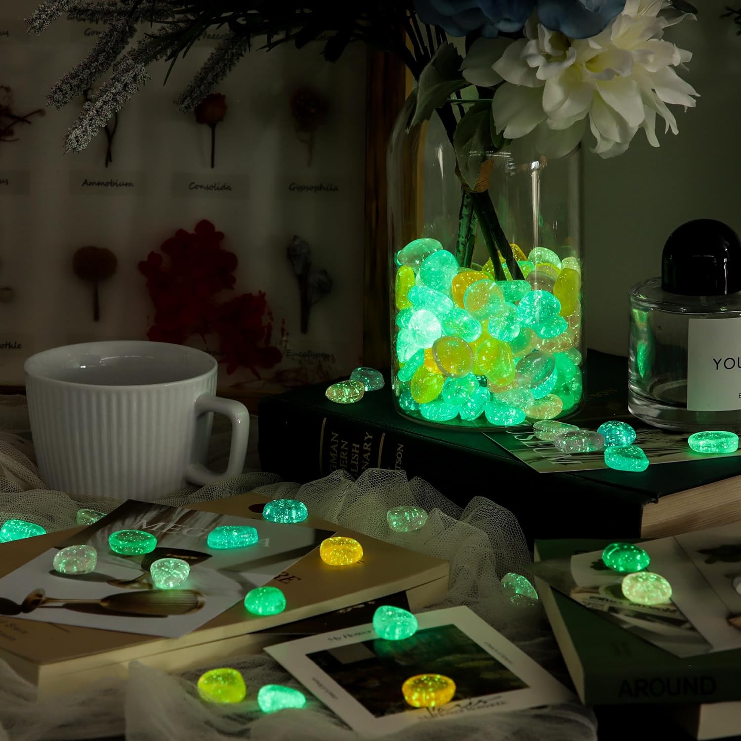 OSOPOLA 150 PCS Glow in The Dark Rocks - Mix Color Luminous Stones Fish Tank Accessories DIY Decor Pebbles for Fairy Garden Yard FD05MX150B - Image 6