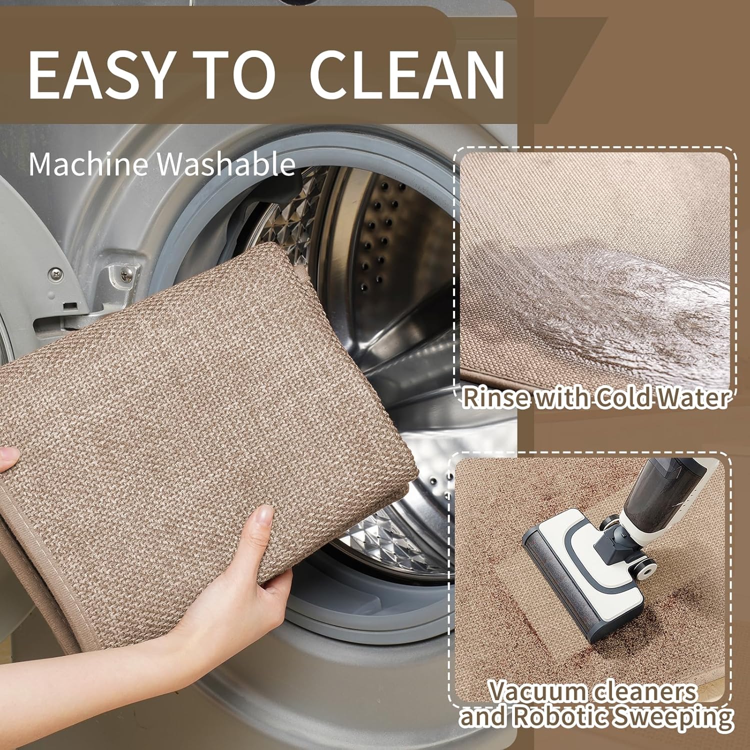 YDKGL Kitchen Rugs and Mats Non Slip Washable, Absorbent Runner Rugs for Kitchen, Front of Sink, Kitchen Mats for Floor,Easy to Clean and Maintain Kitchen Floor mat(Brown, 17"x30") - Image 4