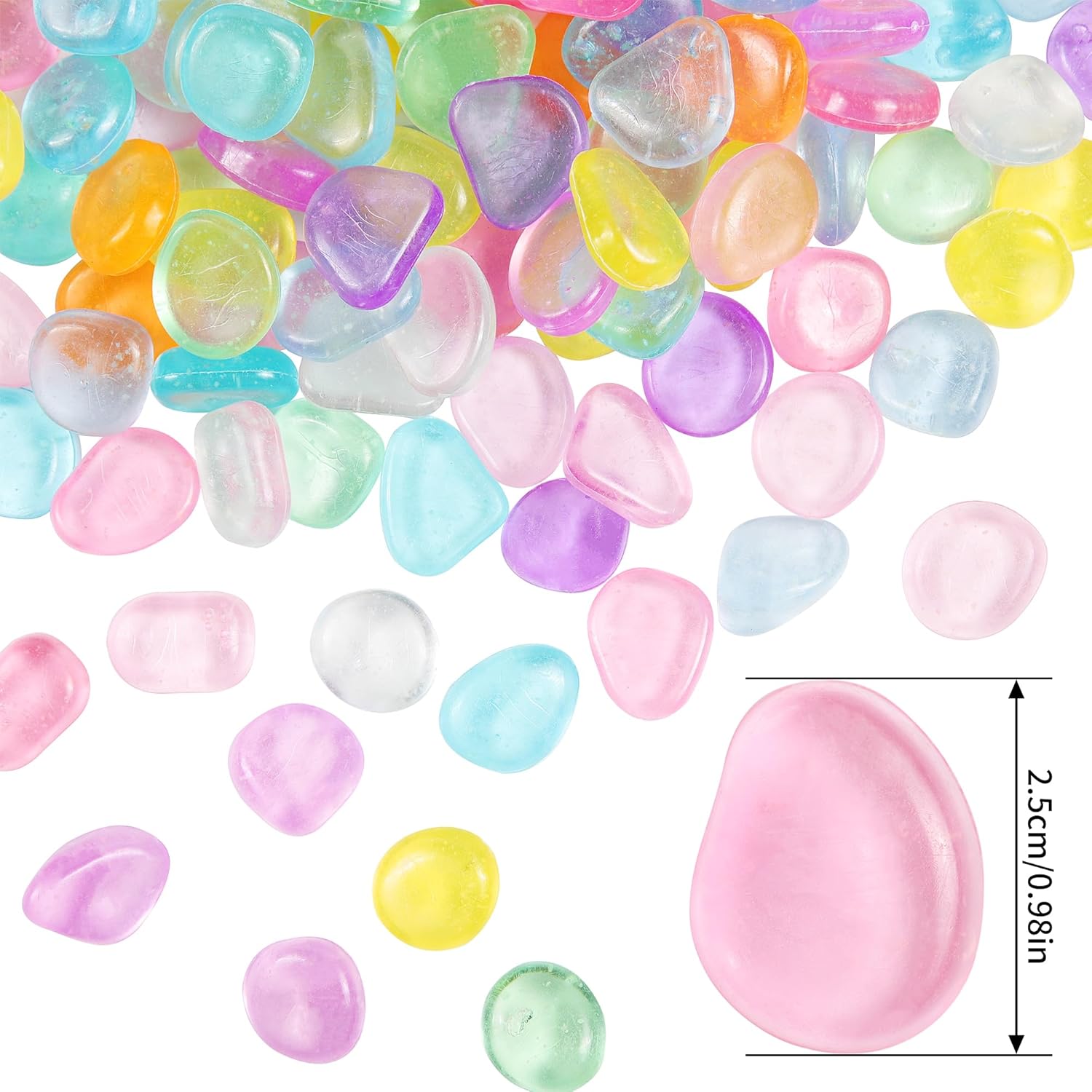 OSOPOLA 150 PCS Glow in The Dark Rocks - Mix Color Luminous Stones Fish Tank Accessories DIY Decor Pebbles for Fairy Garden Yard FD05MX150B - Image 3