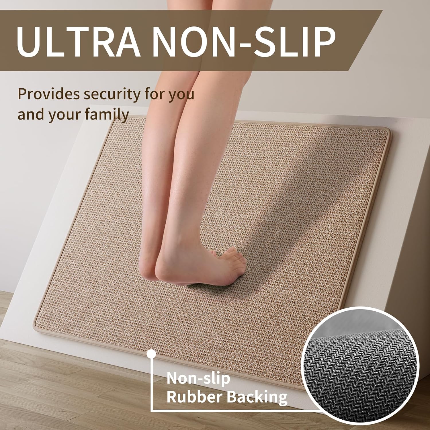 YDKGL Kitchen Rugs and Mats Non Slip Washable, Absorbent Runner Rugs for Kitchen, Front of Sink, Kitchen Mats for Floor,Easy to Clean and Maintain Kitchen Floor mat(Brown, 17"x30") - Image 3