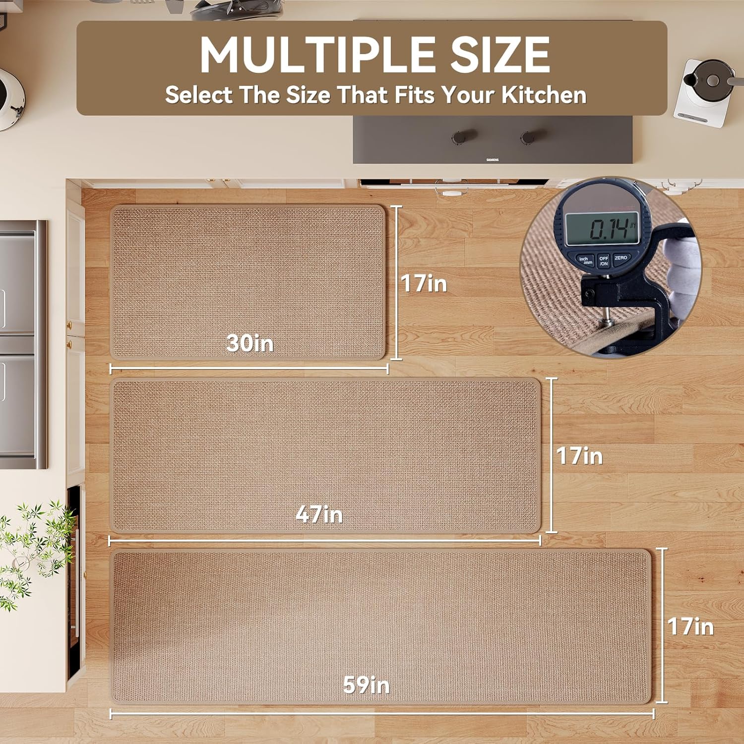YDKGL Kitchen Rugs and Mats Non Slip Washable, Absorbent Runner Rugs for Kitchen, Front of Sink, Kitchen Mats for Floor,Easy to Clean and Maintain Kitchen Floor mat(Brown, 17"x30") - Image 2