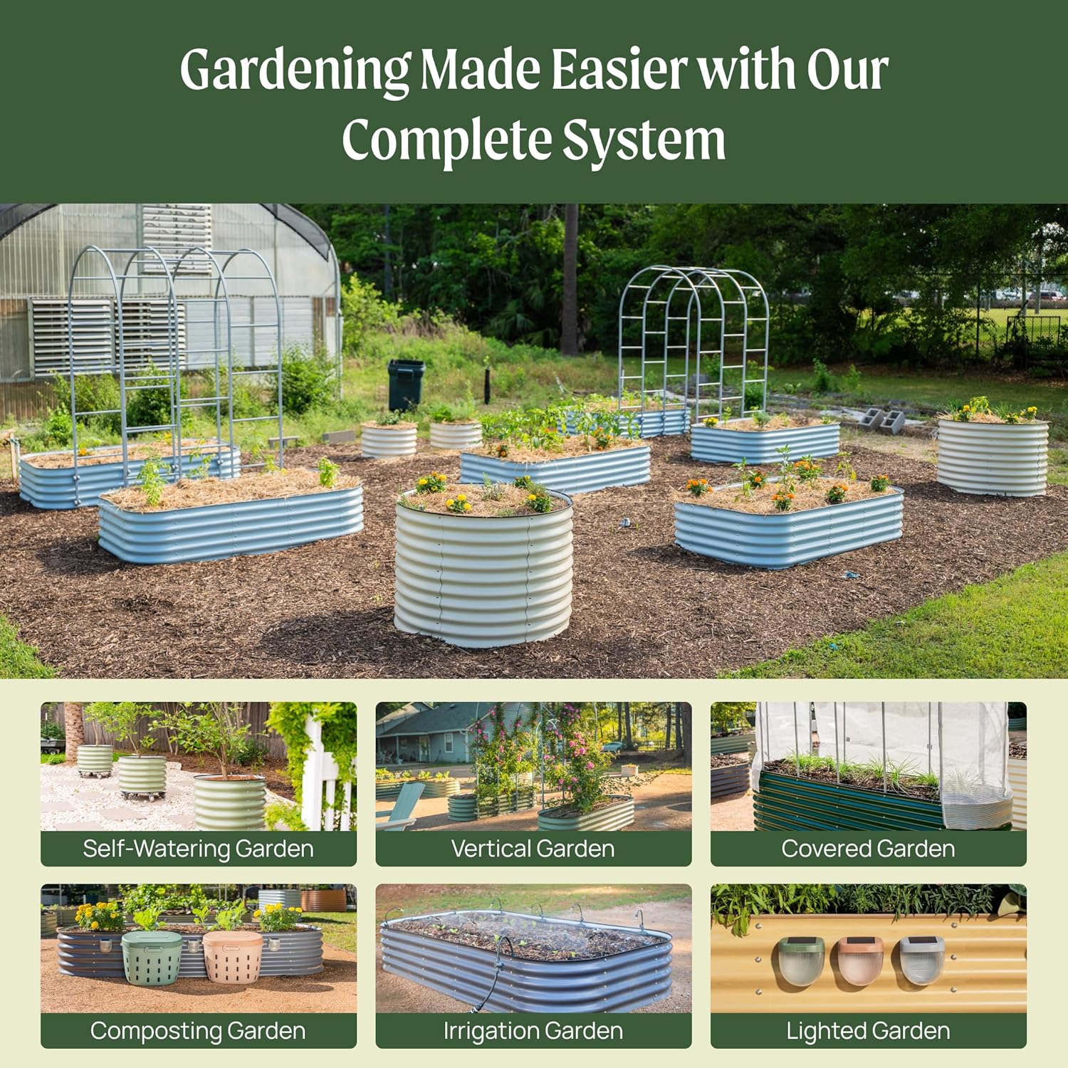 Vego garden Raised Garden Bed Kits, 17" Tall 6 in 1 Modular Metal Raised Planter Bed for Vegetables Flowers Patio Ground Planter Box-Olive Green - Image 8