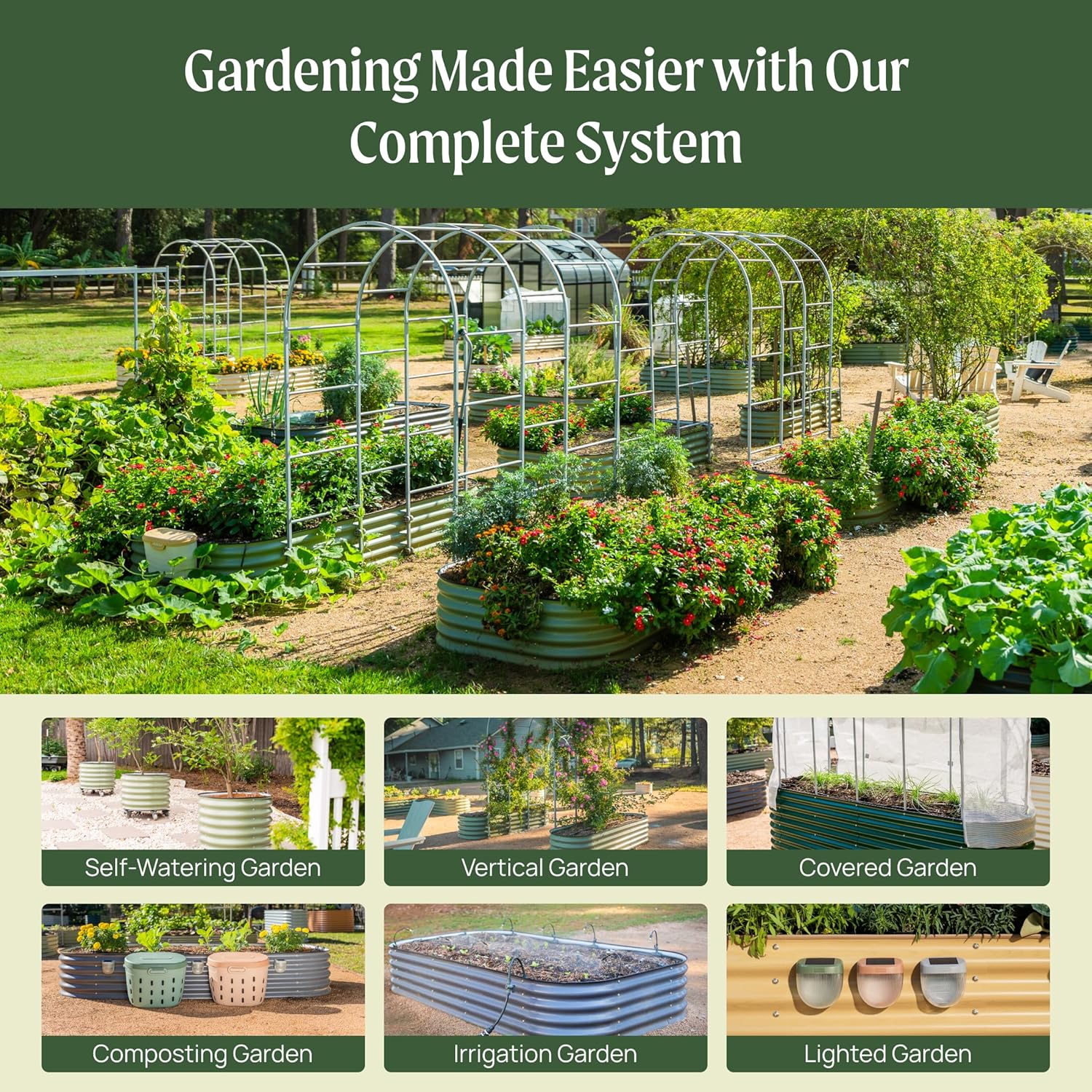 Vego garden Raised Garden Bed Kits, 17" Tall 6 in 1 Modular Metal Raised Planter Bed for Vegetables Flowers Patio Ground Planter Box-Olive Green - Image 7