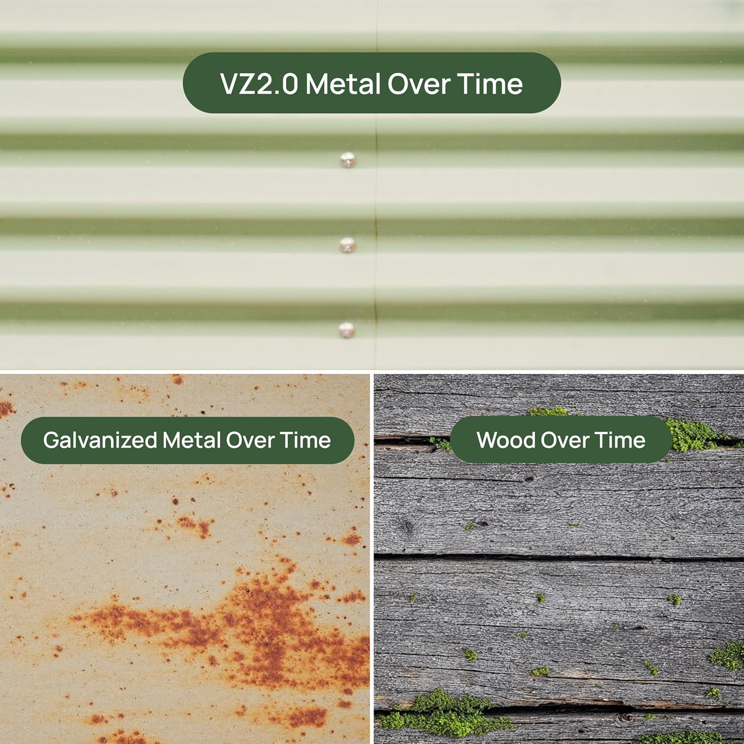 Vego garden Raised Garden Bed Kits, 17" Tall 6 in 1 Modular Metal Raised Planter Bed for Vegetables Flowers Patio Ground Planter Box-Olive Green - Image 5