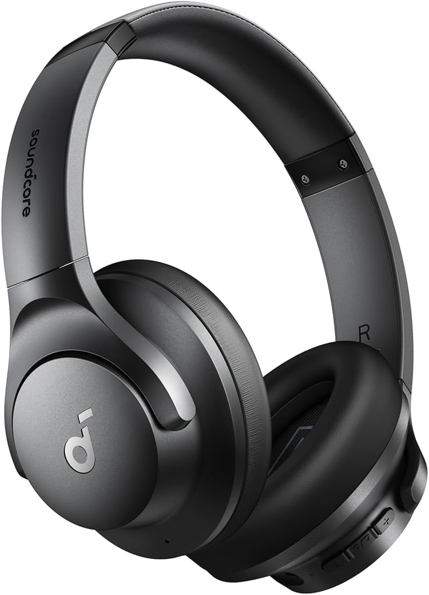 Soundcore by Anker Q20i Hybrid Active Noise Cancelling Headphones, Black | Over-Ear, Bluetooth, 40H ANC Playtime, Hi-Res Audio, Big Bass, Transparency Mode, Customize via App, Travel, Home, Office