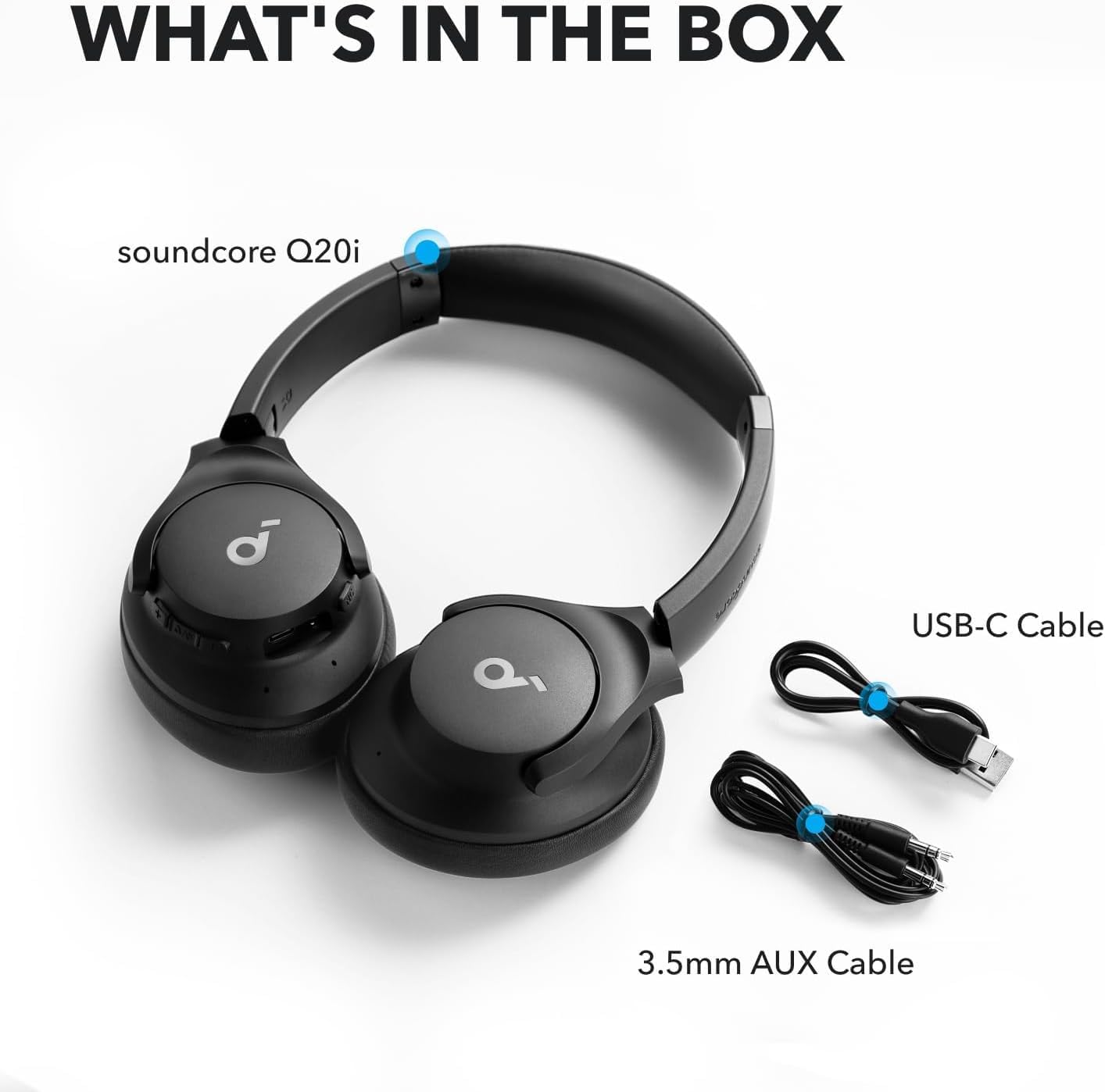 Soundcore by Anker Q20i Hybrid Active Noise Cancelling Headphones, Black | Over-Ear, Bluetooth, 40H ANC Playtime, Hi-Res Audio, Big Bass, Transparency Mode, Customize via App, Travel, Home, Office - Image 8