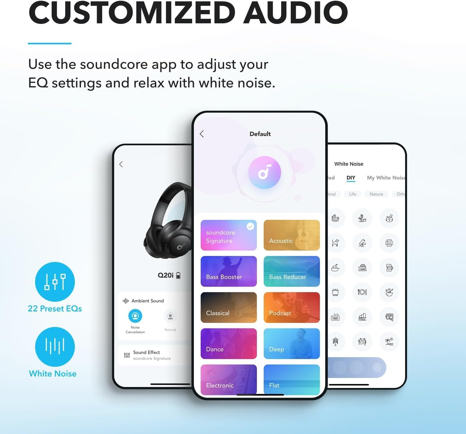 Soundcore by Anker Q20i Hybrid Active Noise Cancelling Headphones, Black | Over-Ear, Bluetooth, 40H ANC Playtime, Hi-Res Audio, Big Bass, Transparency Mode, Customize via App, Travel, Home, Office - Image 4
