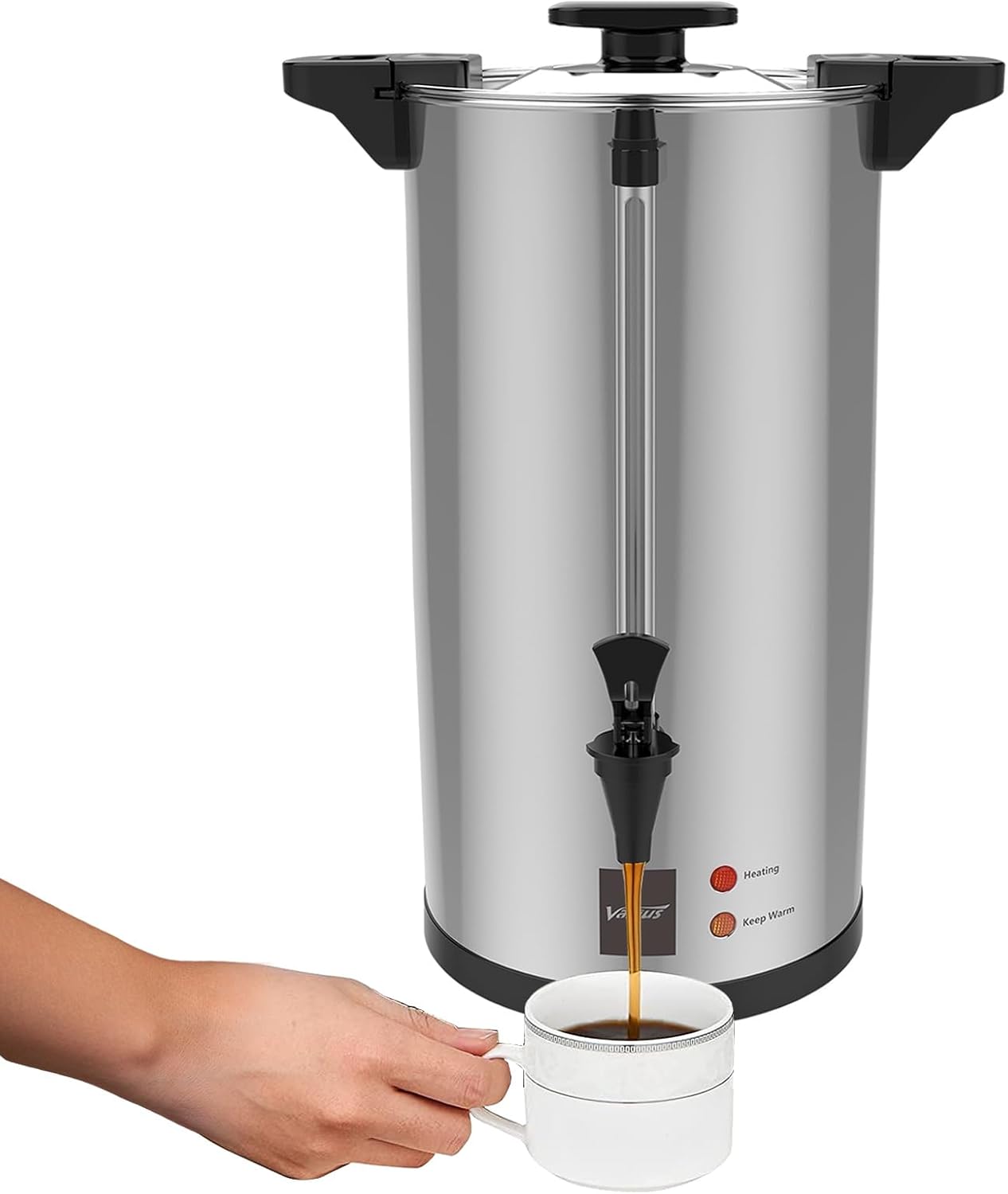 Valgus12L Electric Commercial Percolate Coffee Urn, 80 Cup | 304 stainless steel tank,reusable filter no paper needed,boil dry protection,for catering wedding church office buffet
