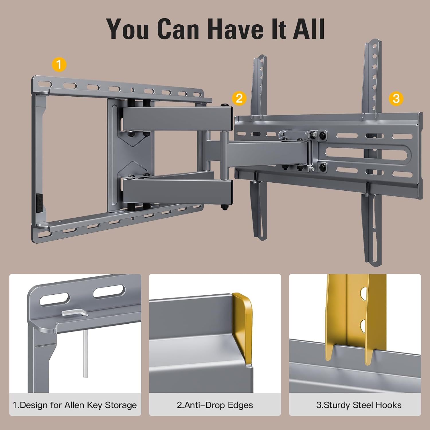 Mounting Dream Full Motion TV Wall Mount for 32-65 Inch TVs up to 132lbs | TV Mount with Swivel and Tilt, TV Bracket with Articulating Dual Arms, Fits 16inch Studs, Max VESA 400X400 mm, MD2581 - Image 9