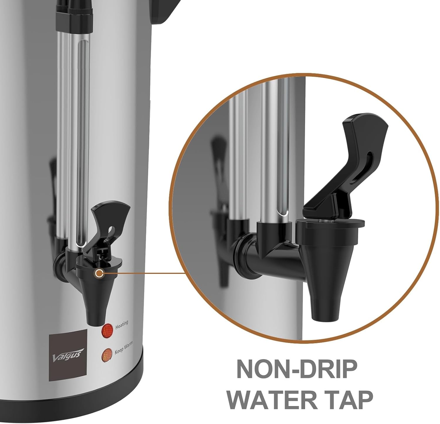 Valgus12L Electric Commercial Percolate Coffee Urn, 80 Cup | 304 stainless steel tank,reusable filter no paper needed,boil dry protection,for catering wedding church office buffet - Image 5