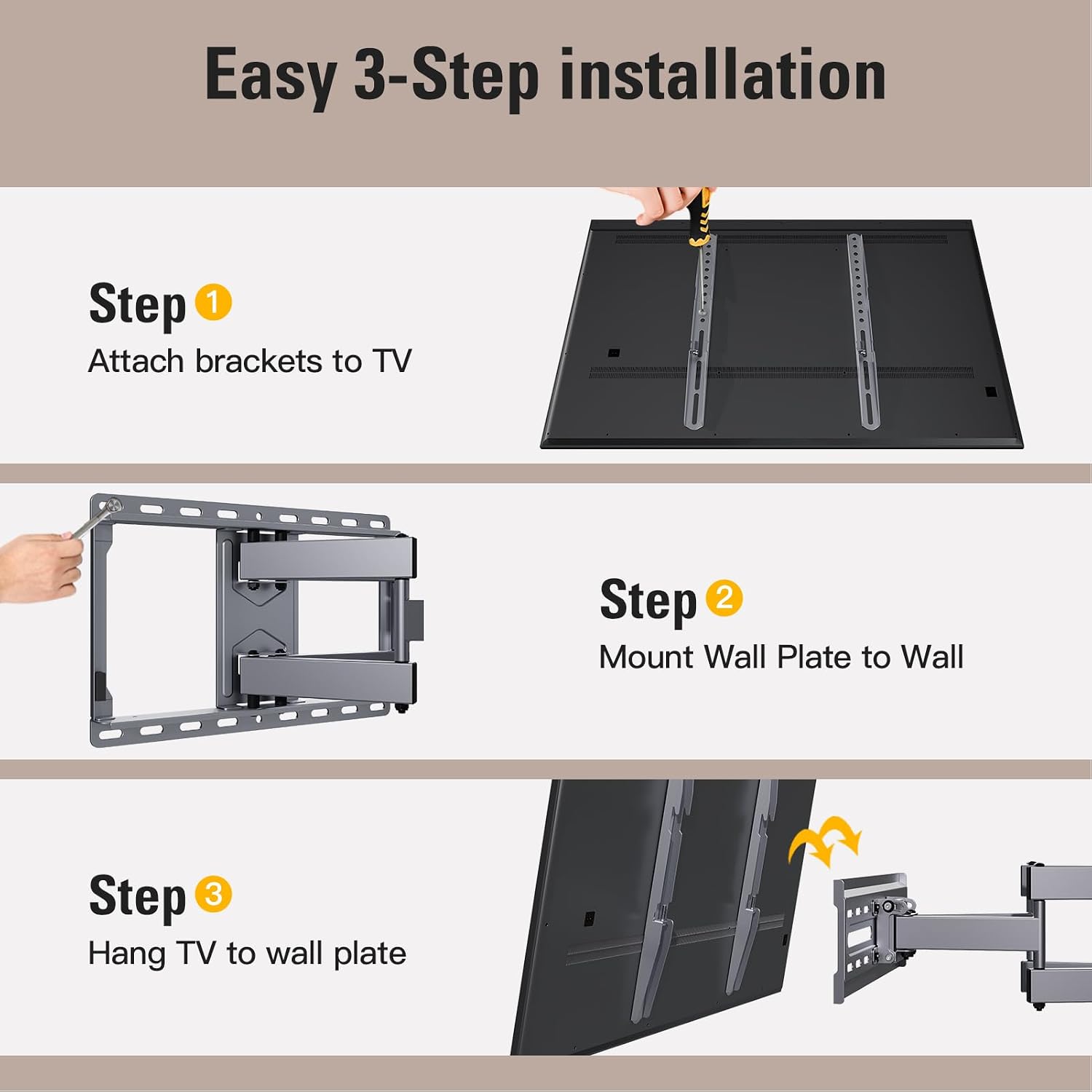 Mounting Dream Full Motion TV Wall Mount for 32-65 Inch TVs up to 132lbs | TV Mount with Swivel and Tilt, TV Bracket with Articulating Dual Arms, Fits 16inch Studs, Max VESA 400X400 mm, MD2581 - Image 8