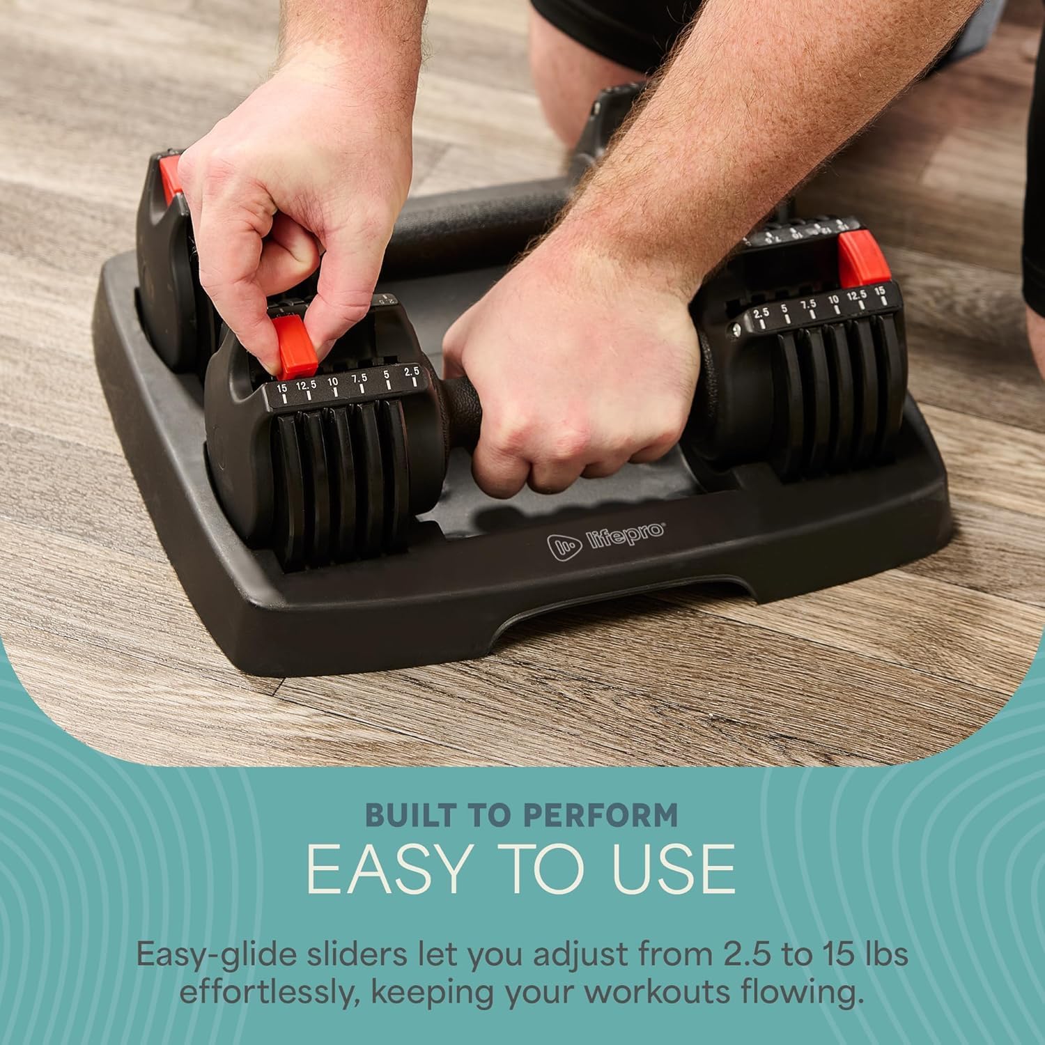 Lifepro Adjustable Dumbbells & Weights for Home Gym, Quick-Adjust | Choose from 2-55 lb adjustable weights in single, pair, or 3-in-1 options for customizable home strength training. - Image 3