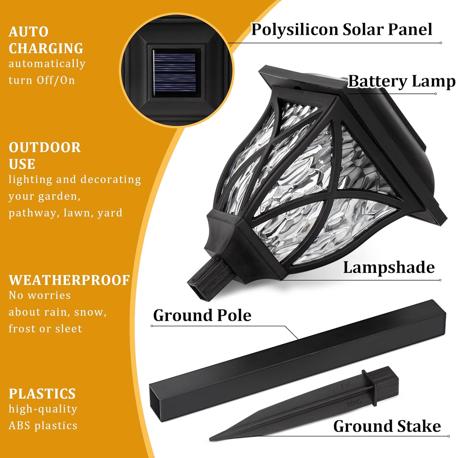 GIGALUMI 6 Pack Solar Lights Outdoor Waterproof, LED Solar Garden Lights | Outdoor Decorations, Garden Decor for Yard, Patio, Landscape, Planter, Walkway (Warm White) - Image 3