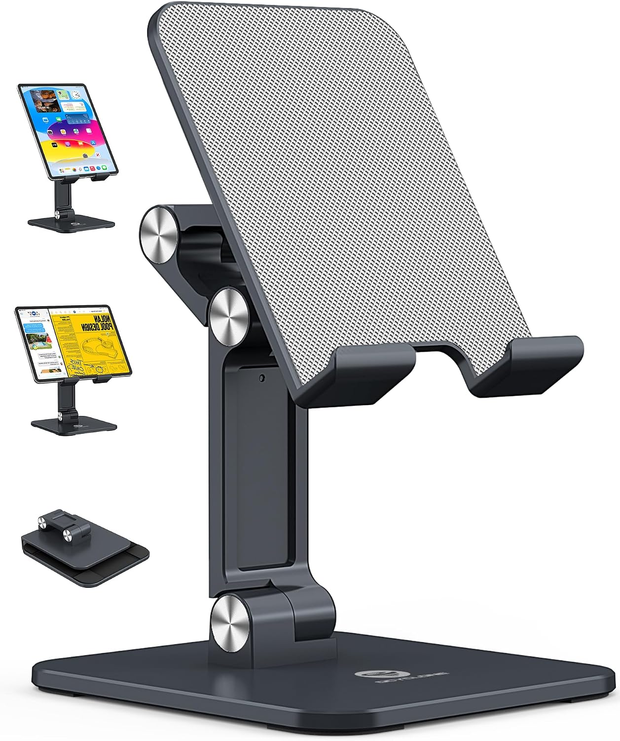 iPad Stand for Desk - Adjustable Foldable Tablet Stand Holder for iPad Accessories Display Stand PC Office Accessories, Black