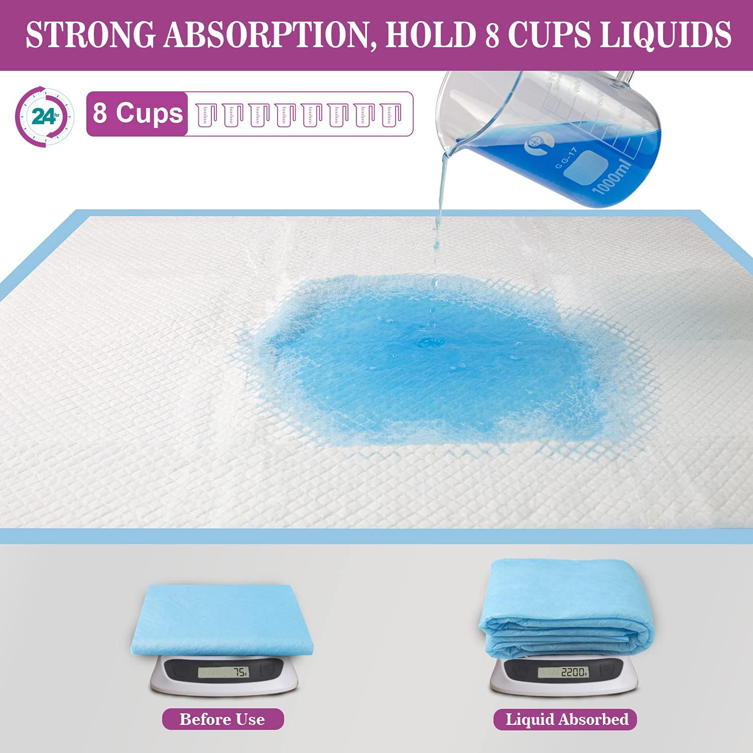 IMMCUTE Large Dog Pee Pads 28"x30"-50 Count | Large Puppy Pee Training Pads Super Absorbent & Leak-Proof | Disposable Pet Piddle and Potty Pads for Puppies | Dogs | Doggie - Image 2