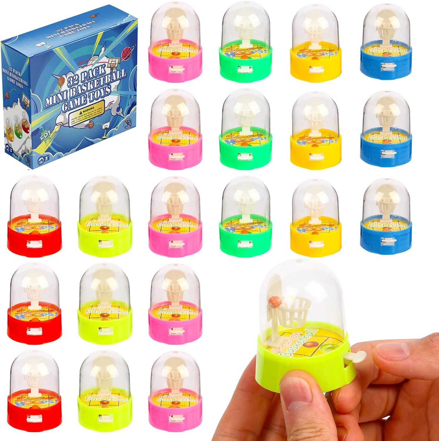 Zasnynua 32 Pack Mini Finger Basketball Toys, Fun Handheld Basketball Shooting Games Desktop Fidget Game, Party Favors Decorations Classroom Rewards Carnival Prizes for Kids