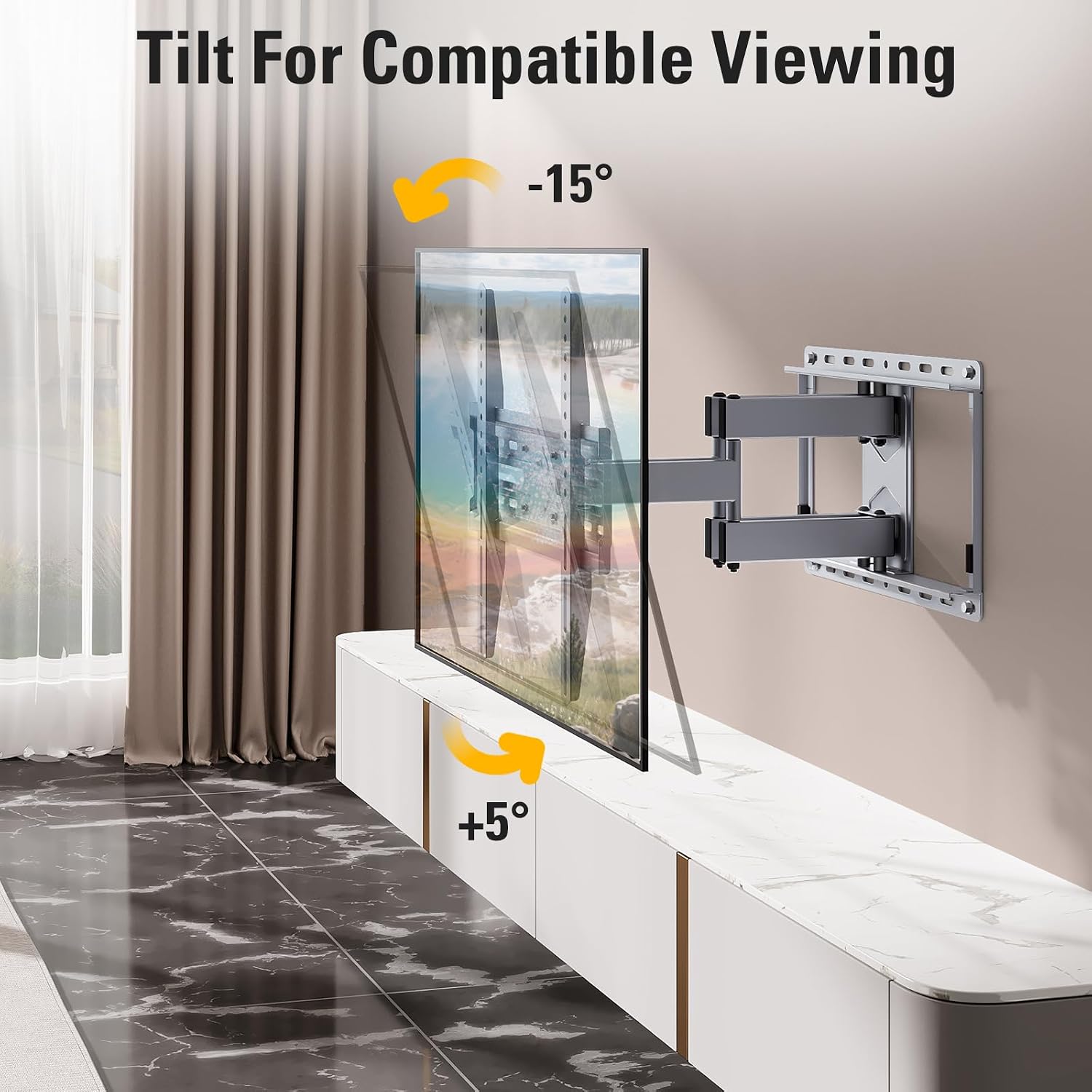 Mounting Dream Full Motion TV Wall Mount for 32-65 Inch TVs up to 132lbs | TV Mount with Swivel and Tilt, TV Bracket with Articulating Dual Arms, Fits 16inch Studs, Max VESA 400X400 mm, MD2581 - Image 3