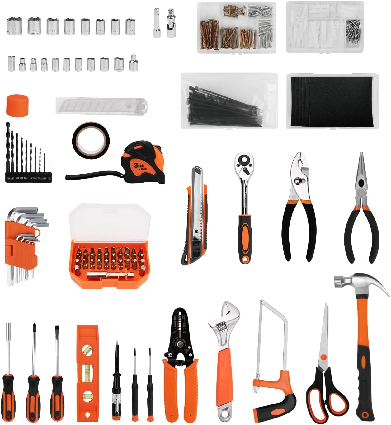 328 Pieces Home Tool Kit & Storage Case - General Household Hand Tool Set with Detachable Drawer for Easy Organization, Perfect for DIY Repairs, Home Maintenance - Image 3