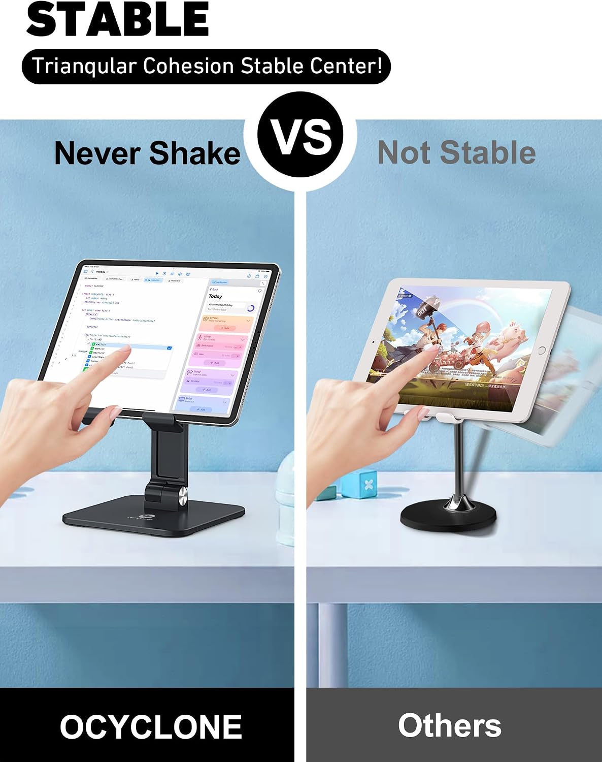 iPad Stand for Desk - Adjustable Foldable Tablet Stand Holder for iPad Accessories Display Stand PC Office Accessories, Black - Image 5
