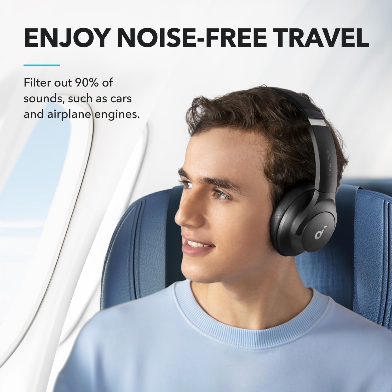 Soundcore by Anker Q20i Hybrid Active Noise Cancelling Headphones, Black | Over-Ear, Bluetooth, 40H ANC Playtime, Hi-Res Audio, Big Bass, Transparency Mode, Customize via App, Travel, Home, Office - Image 2