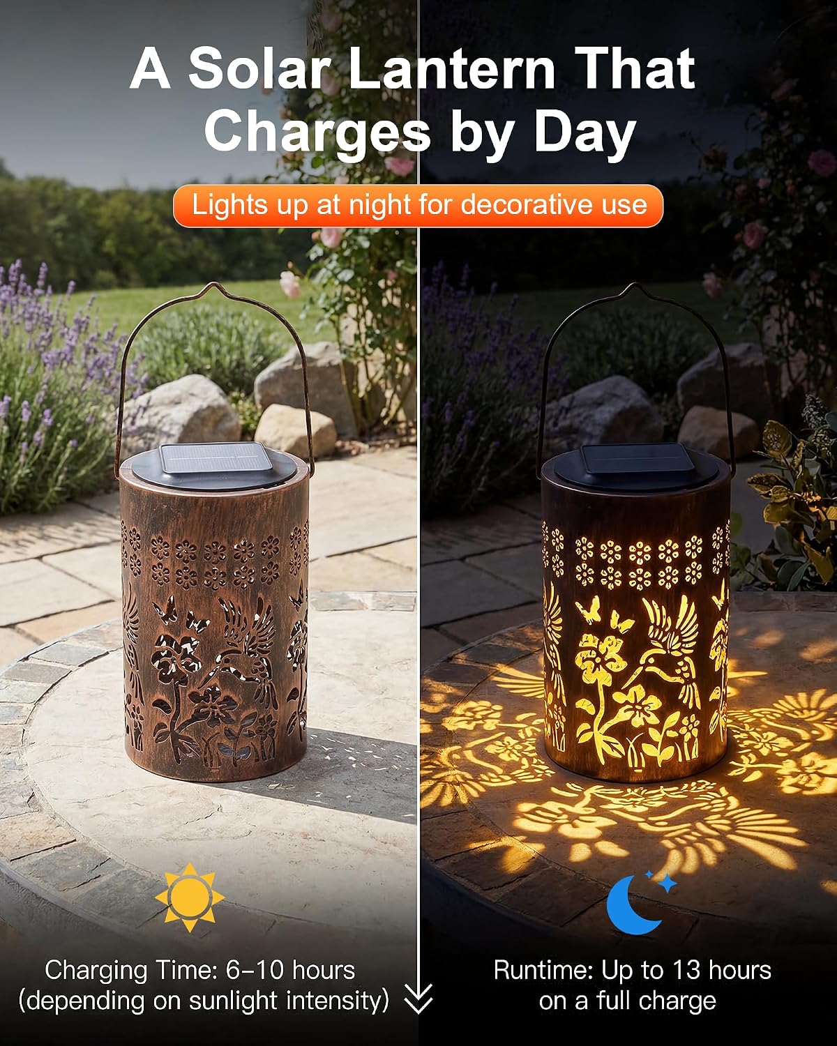 Solar Lanterns Outdoor Waterproof, Mothers Day Gifts for Mom, Hummingbird Garden Decor Gift for Women or Grandma, Hanging or Tabletop Lantern for Patio, Porch and Backyard - Image 5