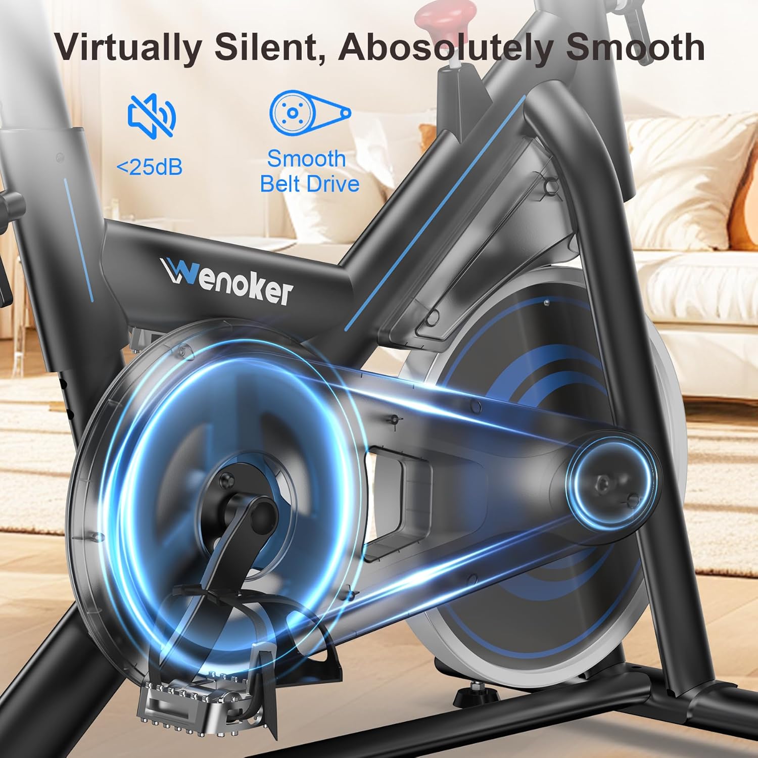 Wenoker Exercise Bike,Adjustable Magnetic Resistance Stationary Bike | 350LB Silent Indoor Bike with App Sync, LCD Monitor & Adjustable Seat for Home Cardio - Image 3