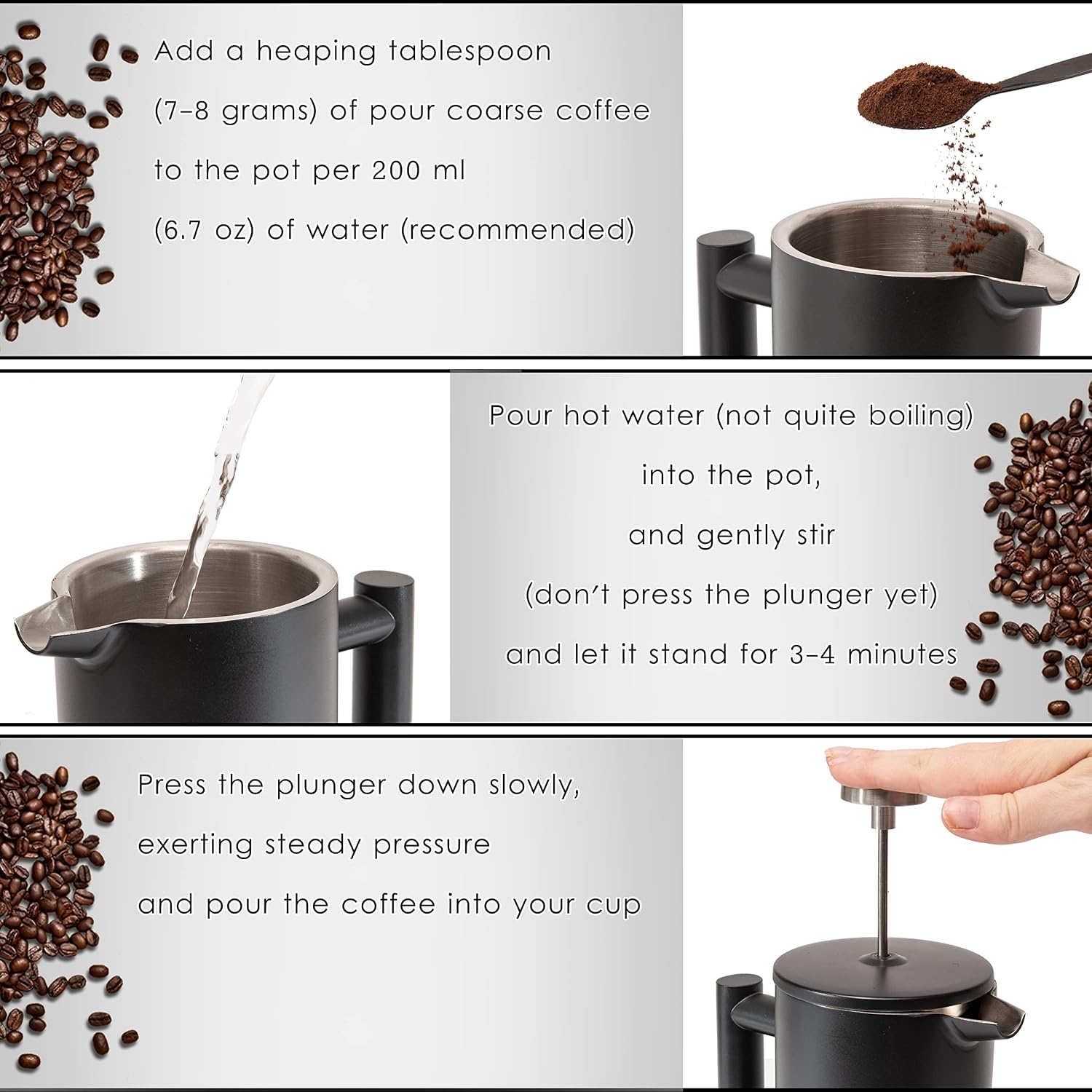 Mixpresso French Press Coffee Maker, 26 Oz Stainless Steel Coffee Press | Double wall insulated stainless steel French Press with durable filter for coffee or loose leaf tea, easy to press and clean - Image 4