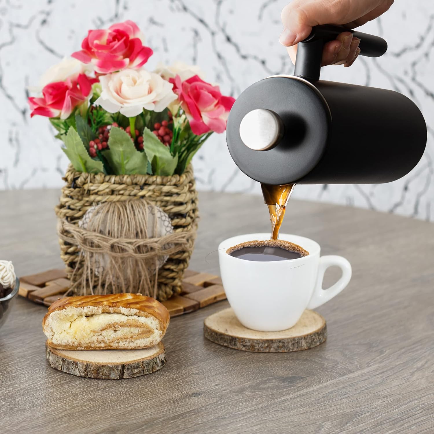 Mixpresso French Press Coffee Maker, 26 Oz Stainless Steel Coffee Press | Double wall insulated stainless steel French Press with durable filter for coffee or loose leaf tea, easy to press and clean - Image 7