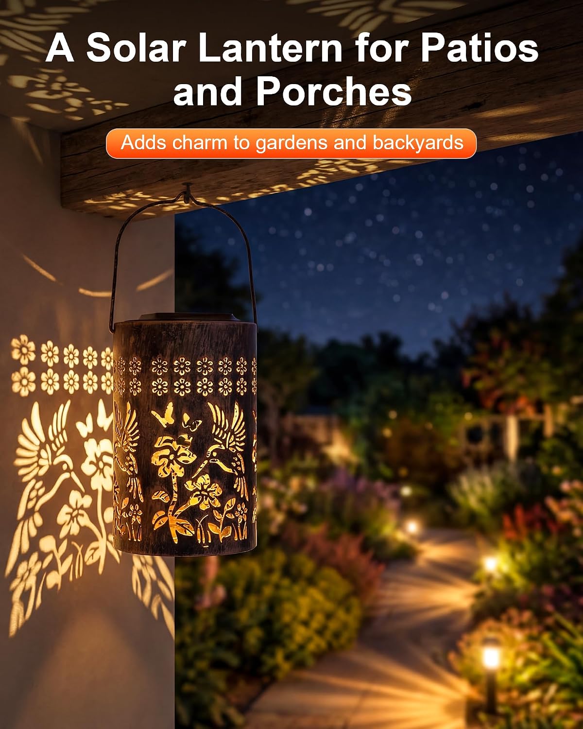 Solar Lanterns Outdoor Waterproof, Mothers Day Gifts for Mom, Hummingbird Garden Decor Gift for Women or Grandma, Hanging or Tabletop Lantern for Patio, Porch and Backyard - Image 4