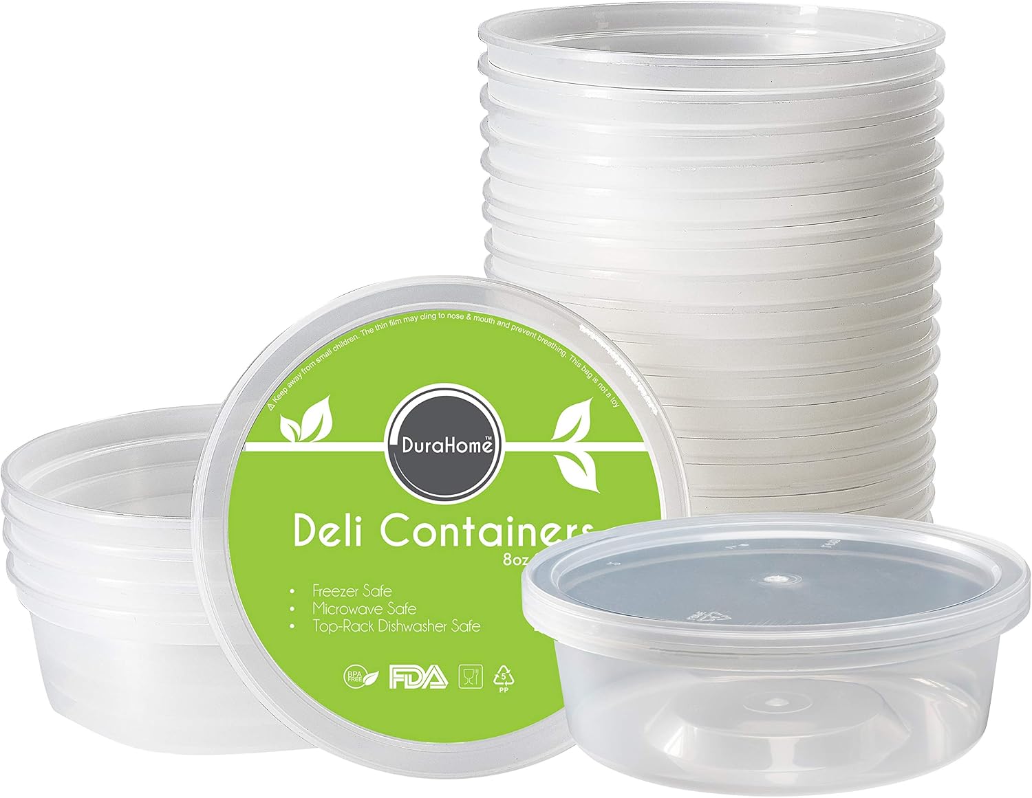 DuraHome - Deli Containers with Lids Leakproof - 40 Pack BPA-Free Plastic Microwavable Clear Food Storage Container Premium Heavy-Duty Quality, Freezer & Dishwasher Safe (8 oz.) - Image 2