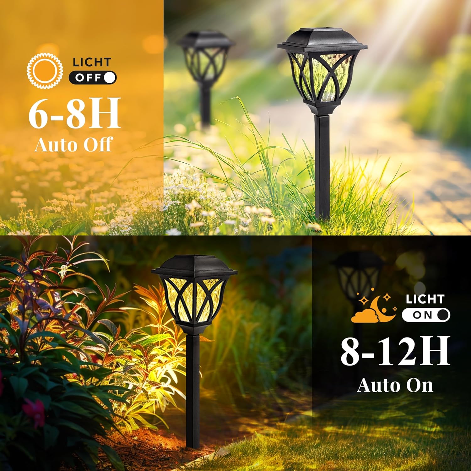 GIGALUMI 6 Pack Solar Lights Outdoor Waterproof, LED Solar Garden Lights | Outdoor Decorations, Garden Decor for Yard, Patio, Landscape, Planter, Walkway (Warm White) - Image 5