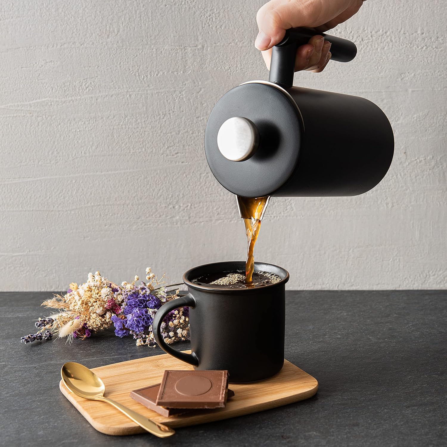 Mixpresso French Press Coffee Maker, 26 Oz Stainless Steel Coffee Press | Double wall insulated stainless steel French Press with durable filter for coffee or loose leaf tea, easy to press and clean - Image 6