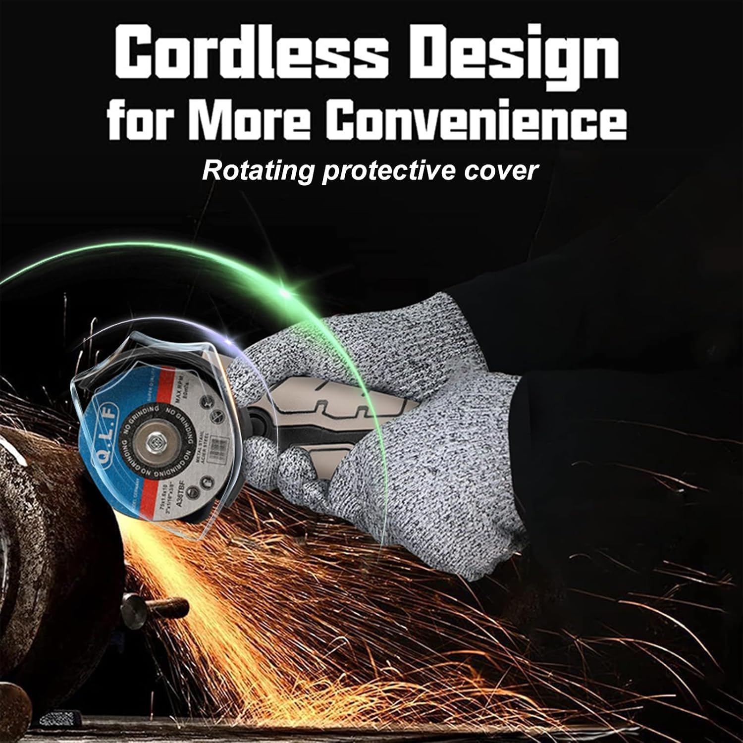 ZFULVO Cordless Brush Angle Grinder Kit, 19500rpm Mini Electric Angle Grinding Tool with 2pcs 16.8V 2000mAh Batteries and 6-Cutting Discs, Grinder Handheld Cutter for Metal Wood - Image 7