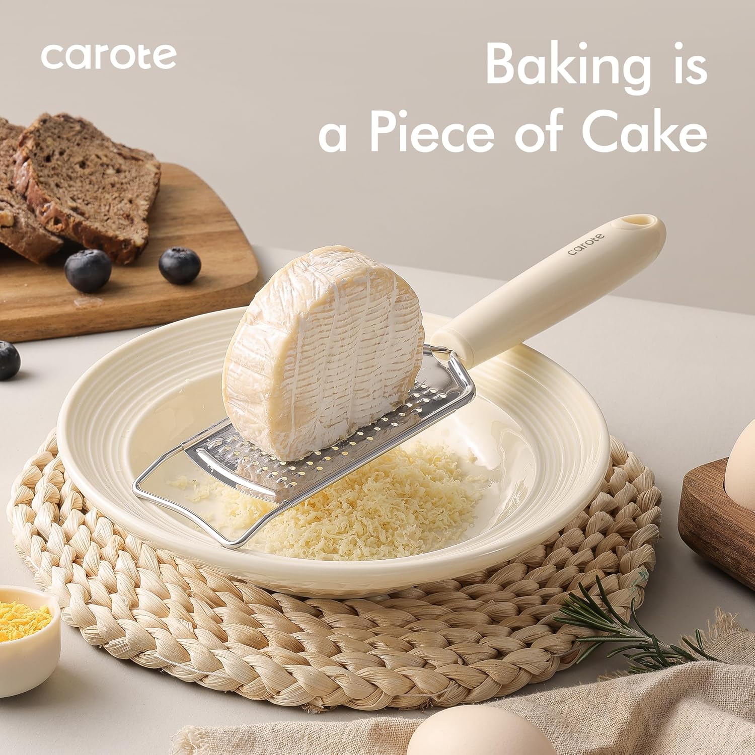 CAROTE 22-Piece Cooking Utensils Set with Wood Cool-Touch Handles, Cream - Image 7