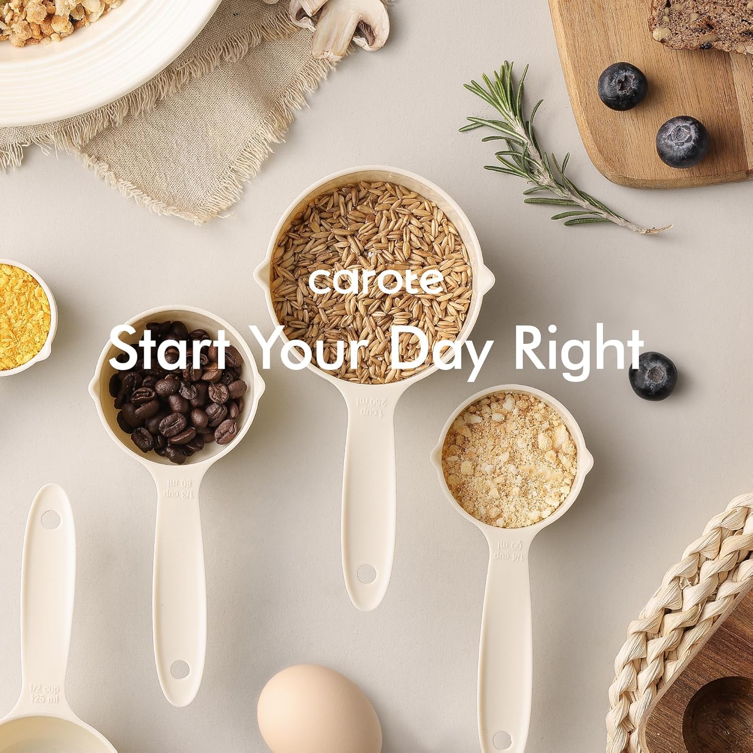 CAROTE 22-Piece Cooking Utensils Set with Wood Cool-Touch Handles, Cream - Image 8